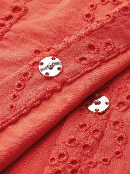 Cotton Eyelet Embroidery Top & Midi Skirt Set