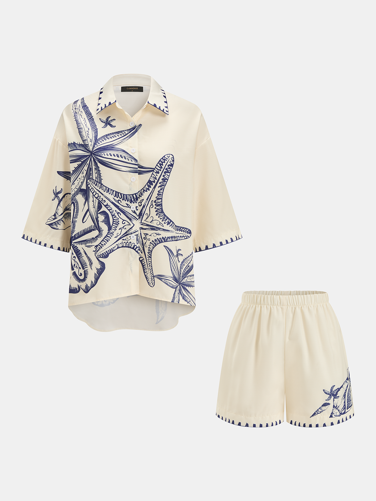 Seashell Print Shirt & Shorts Set