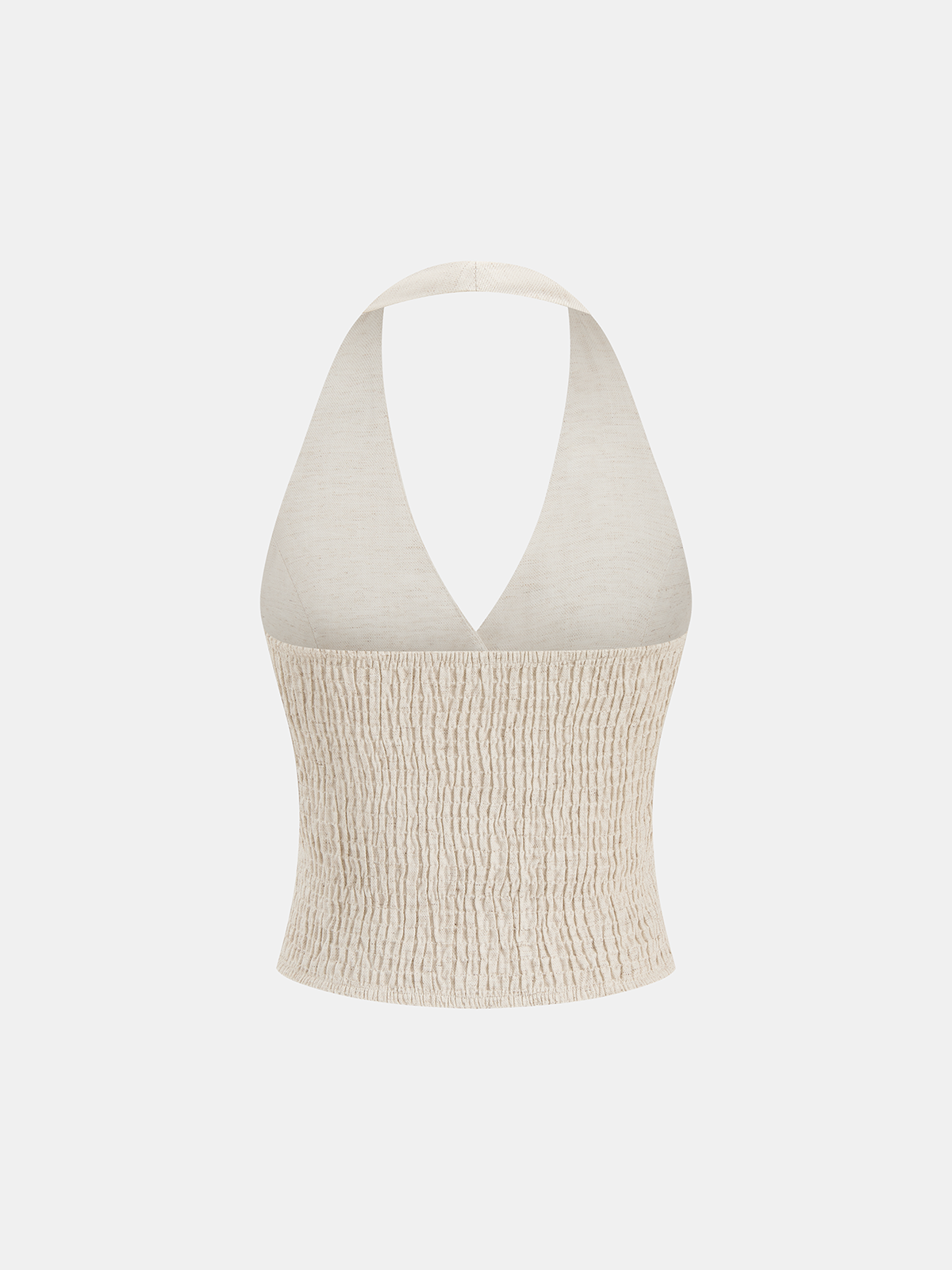 Linen Blend Halter Buttoned Top & Pants Set