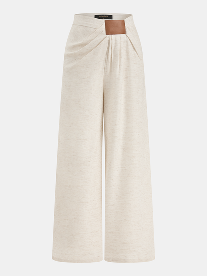 Linen Blend Halter Buttoned Top & Pants Set
