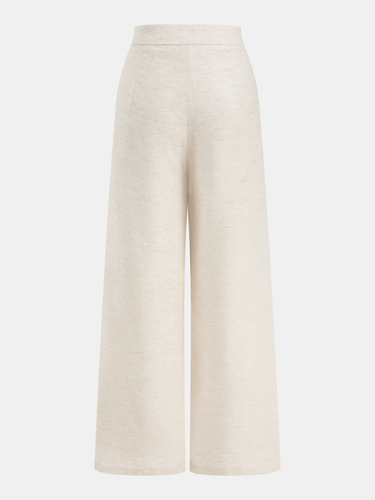 Linen Blend Halter Buttoned Top & Pants Set