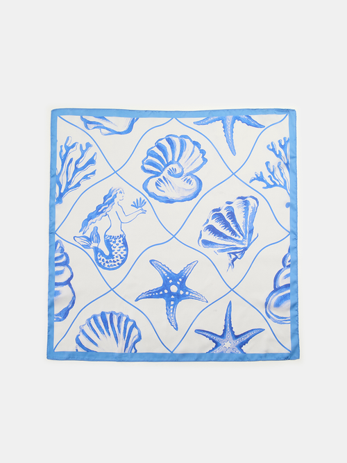 Mermaid Ocean Print Square Scarf