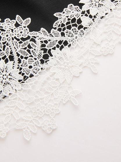 V-Neck Sleeveless Lace Trim Blouse