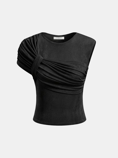 Asymmetrical Draped Ruched Top