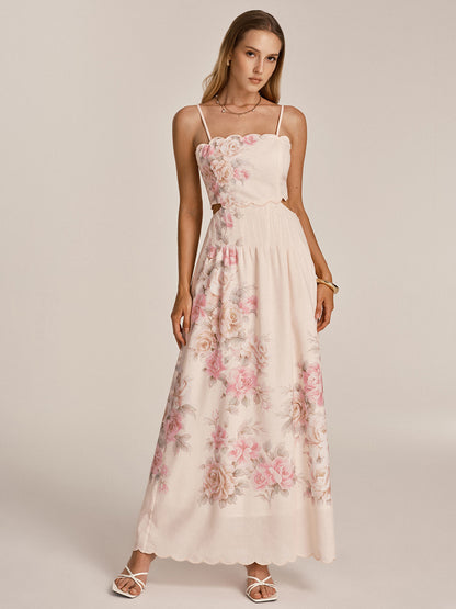 Floral Print Cut-Out Cami Maxi Dress