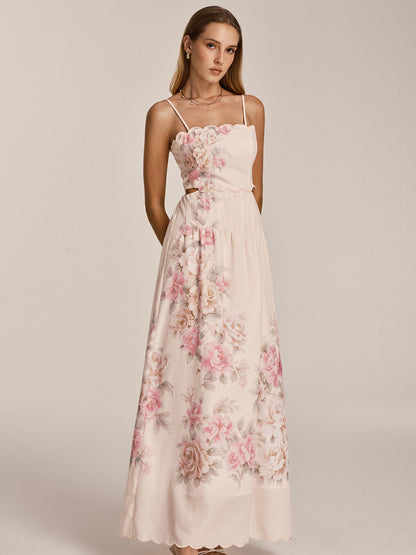 Floral Print Cut-Out Cami Maxi Dress