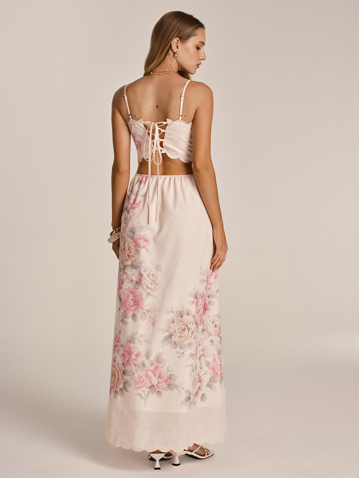 Floral Print Cut-Out Cami Maxi Dress