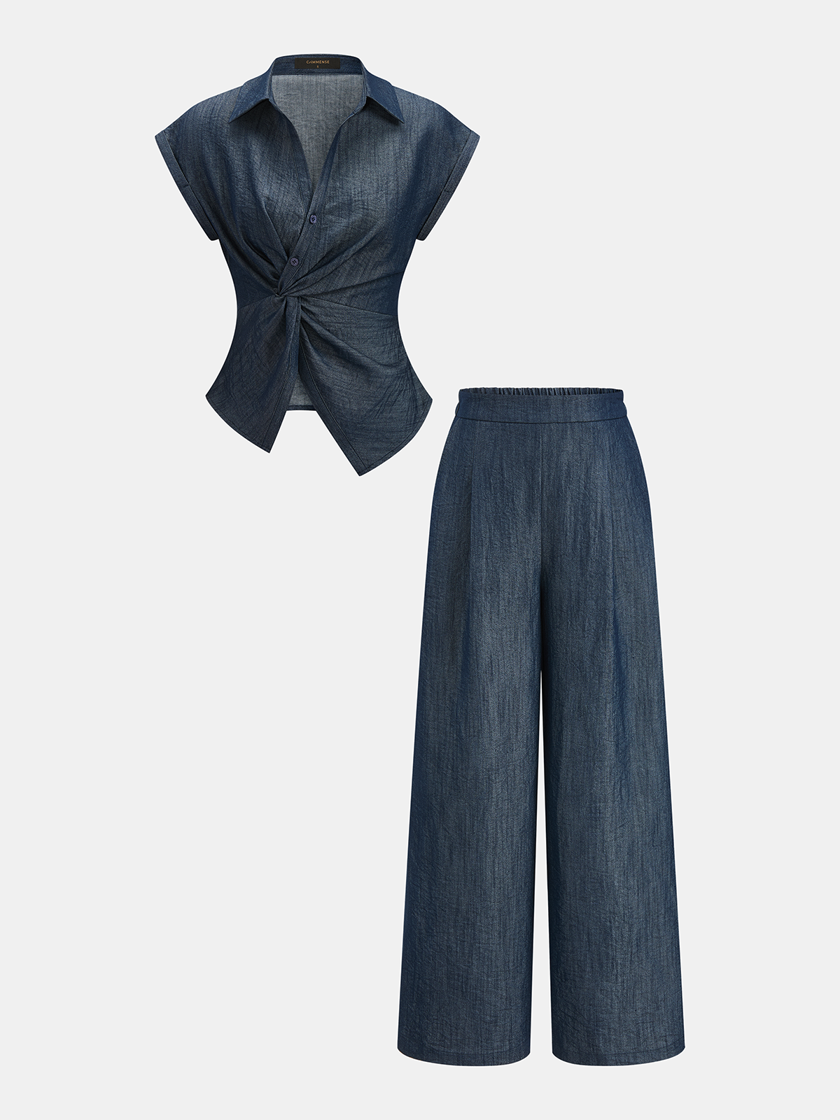 Twist Front Cap Sleeve Shirt & Pants Set