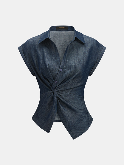 Twist Front Cap Sleeve Shirt & Pants Set