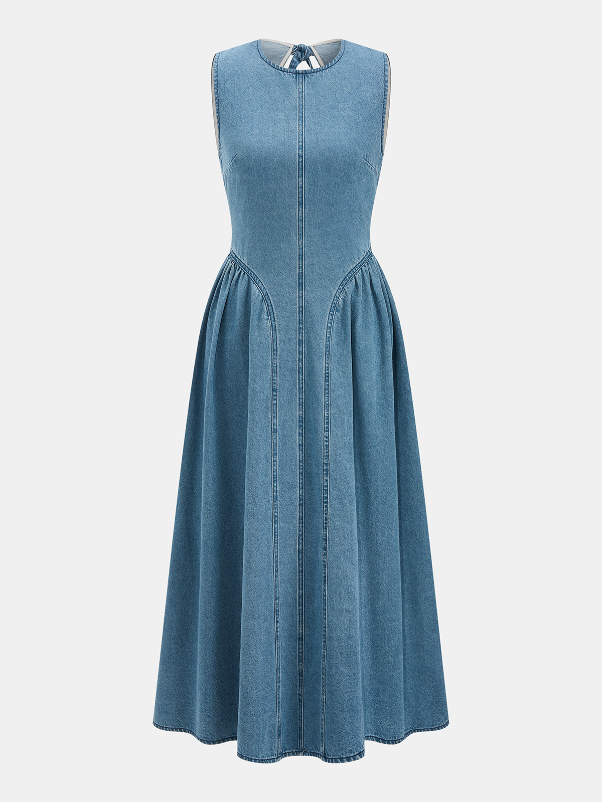 Denim Sleeveless Backless Maxi Dress