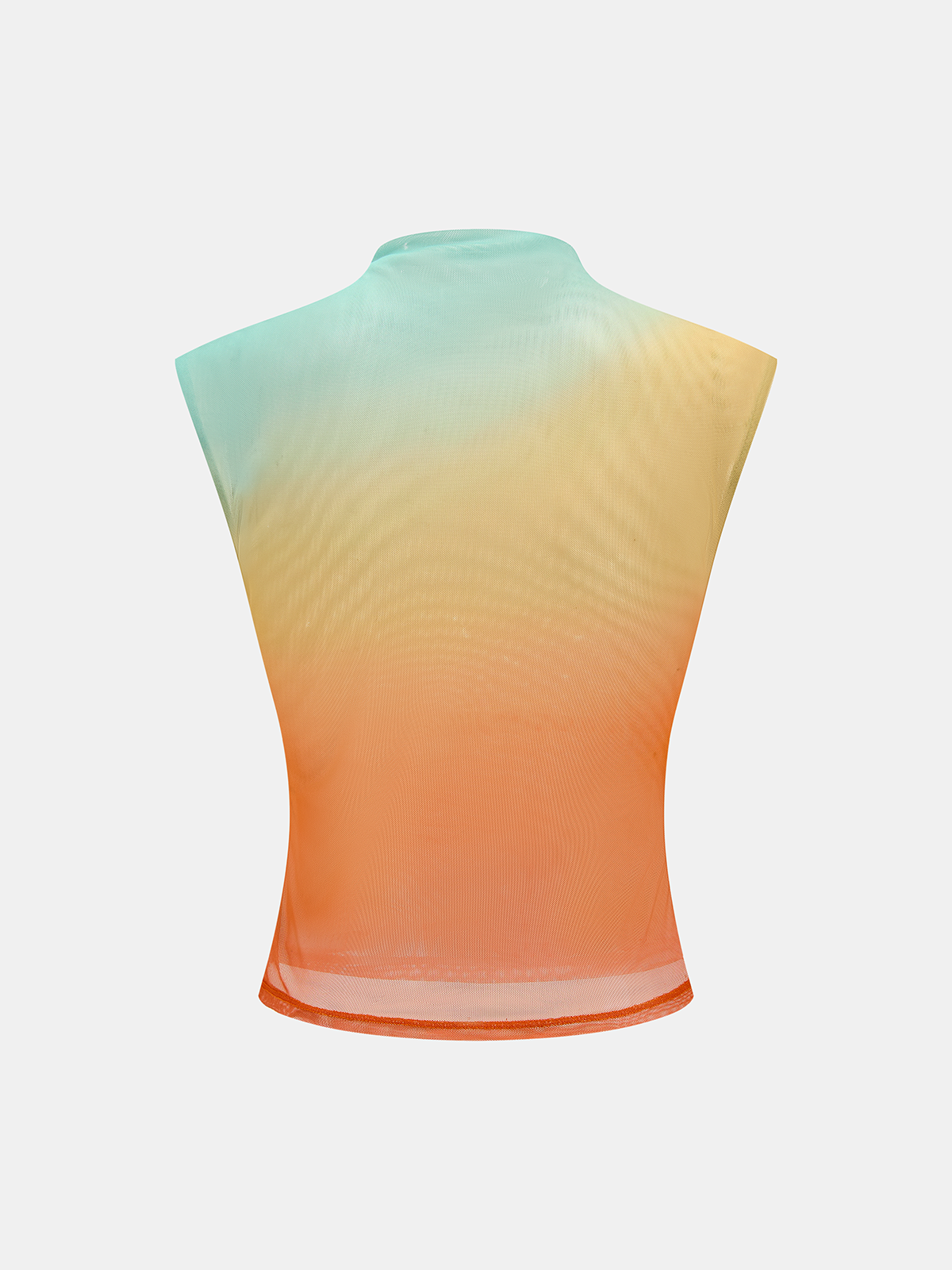 Rainbow Gradient Mesh Ruched Tank Top
