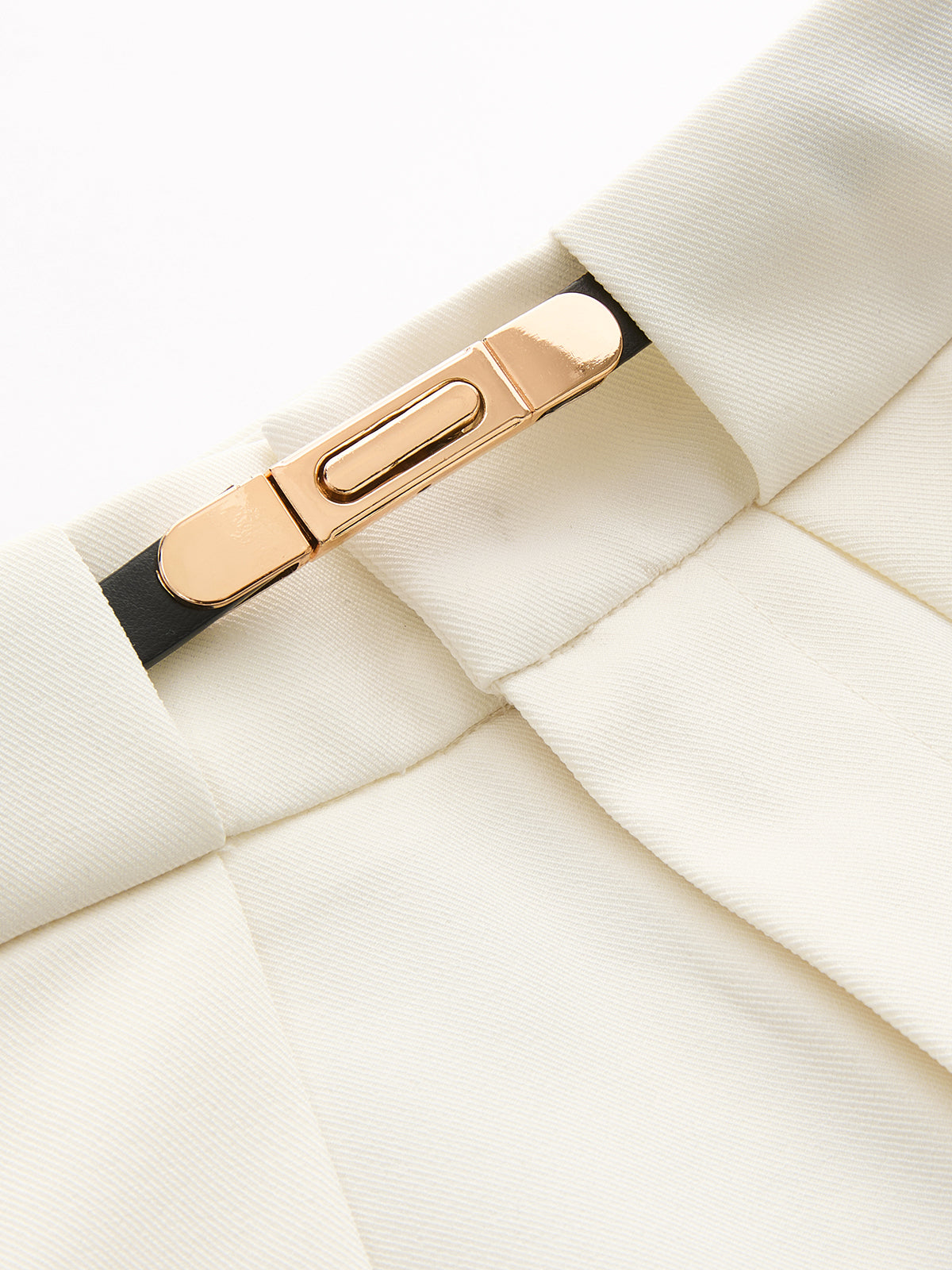 Mid Waist Belted Pleated Wide Leg Pants
