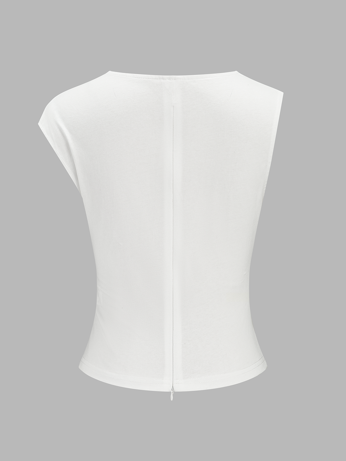 Cotton Ruched Asymmetrical Fitted Top