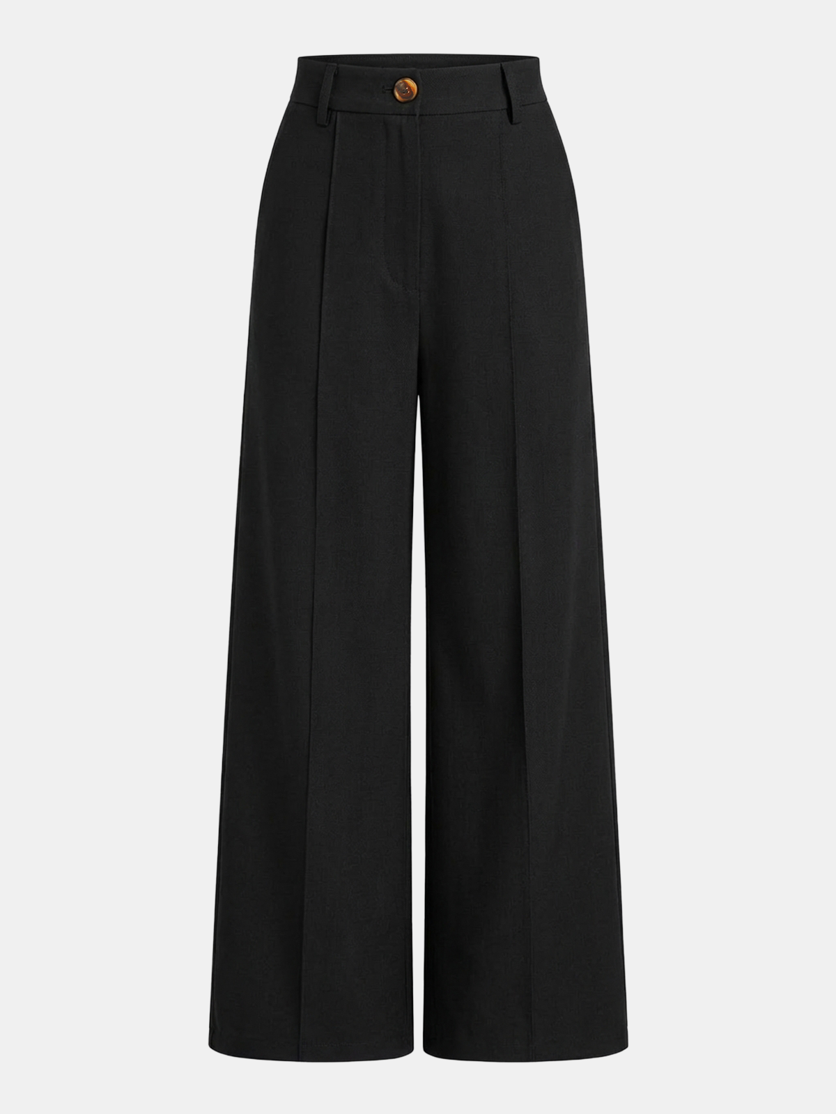 Linen Blend Mid-Waist Wide Leg Pants