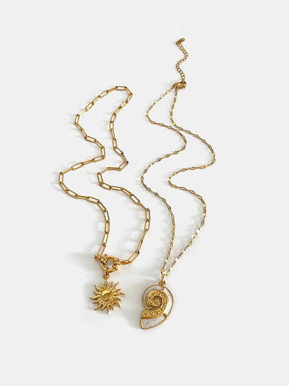 2pcs Sun Spiral Pendant Necklace
