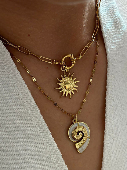 2pcs Sun Spiral Pendant Necklace