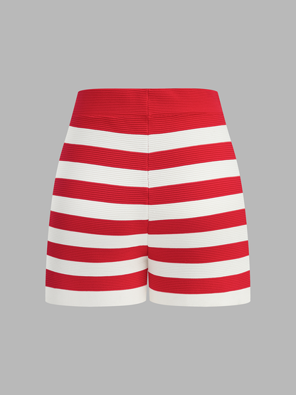 Striped Sleeveless Knit Top & Shorts Set