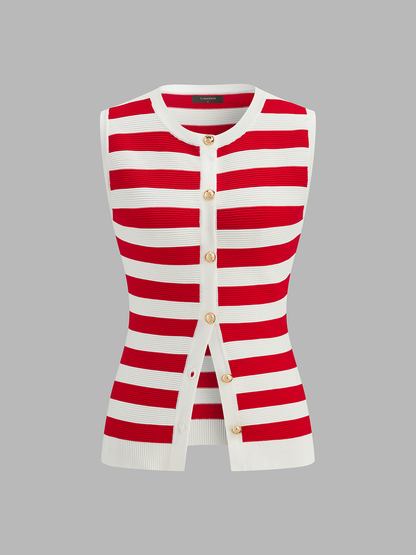 Striped Sleeveless Knit Top & Shorts Set
