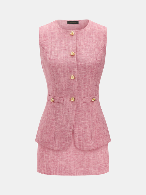 Tweed Sleeveless Vest & Mini Skirt Set
