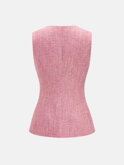 Tweed Sleeveless Vest & Mini Skirt Set