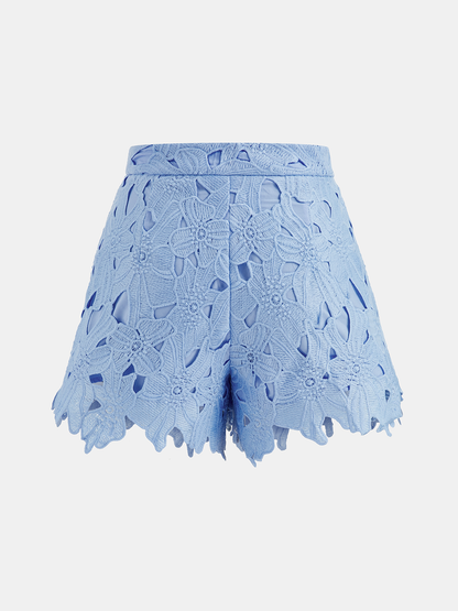 Floral Lace Cropped Shirt & Shorts Set