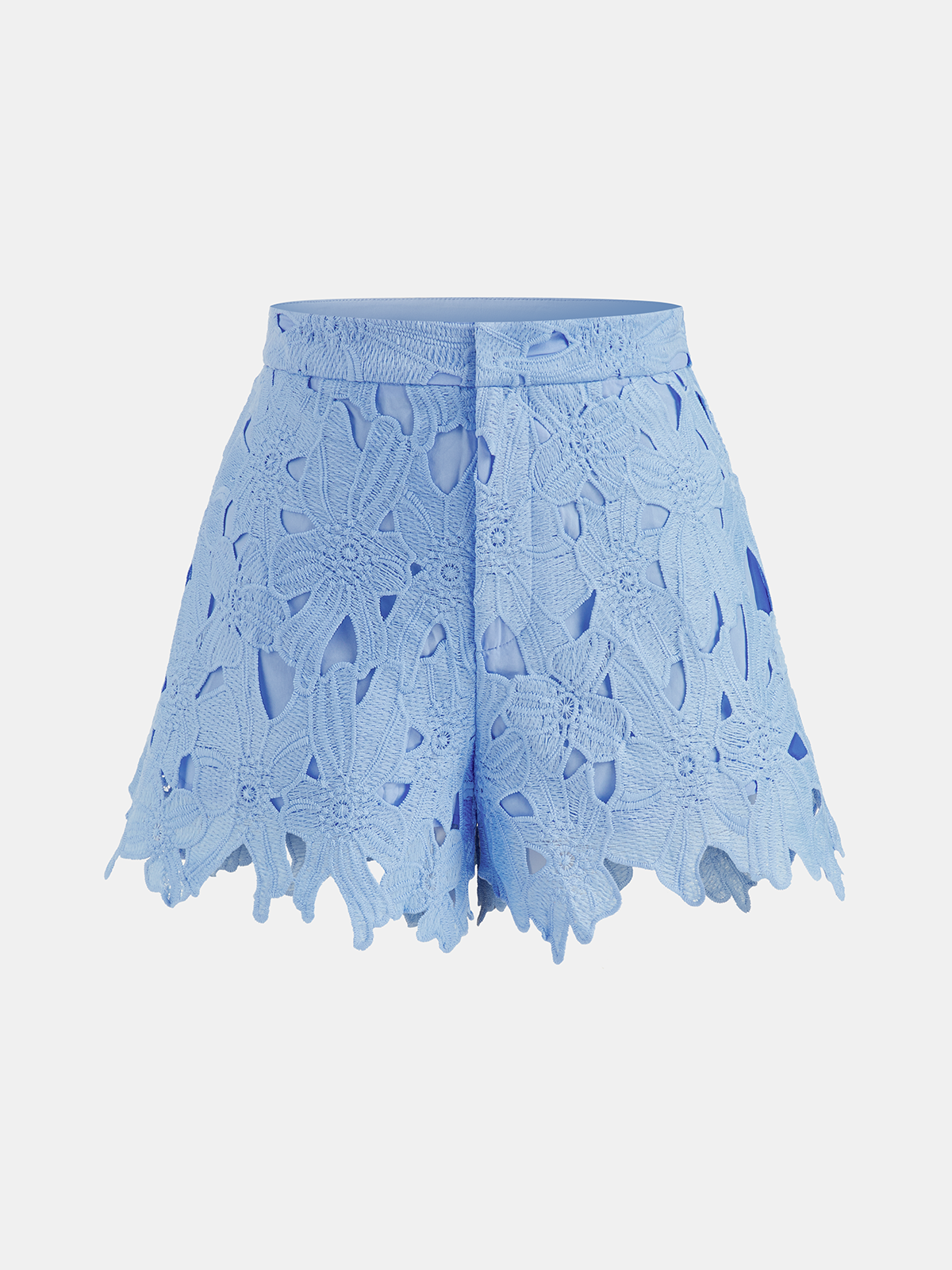 Floral Lace Cropped Shirt & Shorts Set