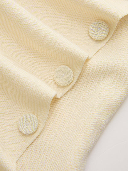 Ruched Button Detail Knit Tank Top
