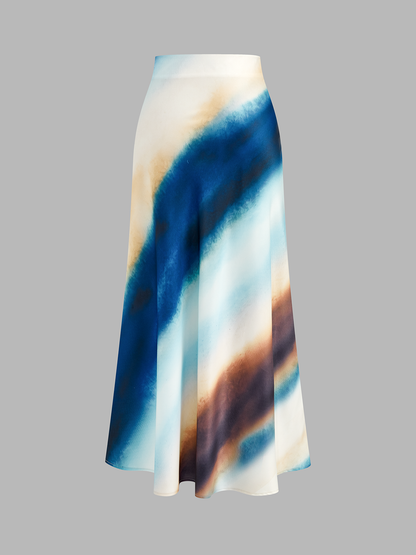 Tank Top & Ombre Watercolor Midi Skirt Set