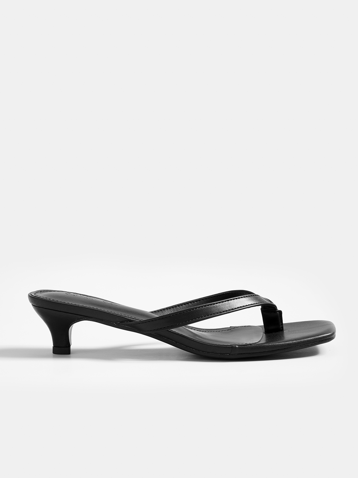 Genuine Leather Thong Kitten Heel Sandals
