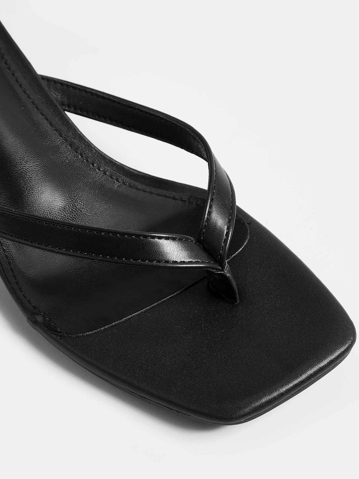 Genuine Leather Thong Kitten Heel Sandals