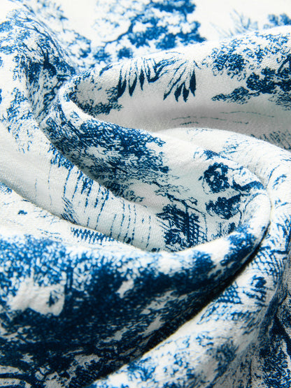 Twisted Crop Top & Toile Print Pants Set