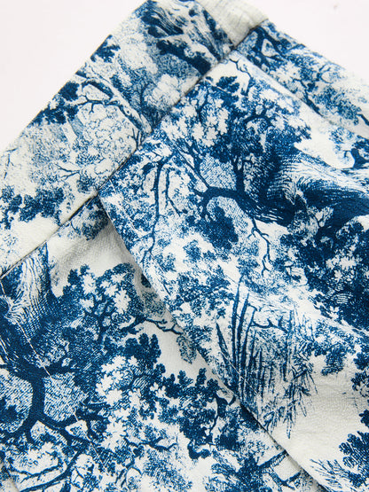 Twisted Crop Top & Toile Print Pants Set
