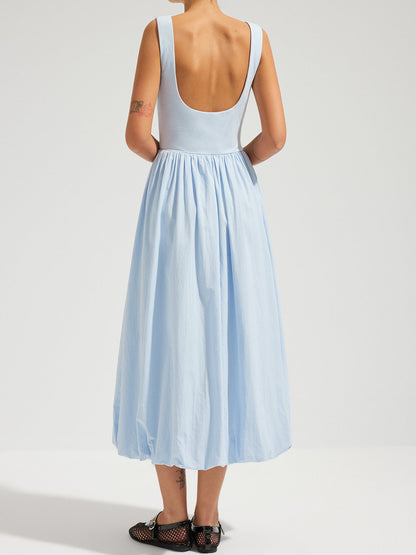 Backless Sleeveless Cotton Midi Dress