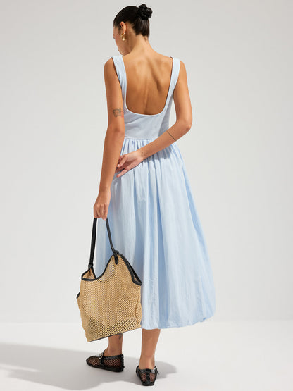 Backless Sleeveless Cotton Midi Dress