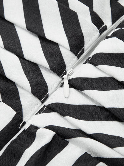Striped Deep V Peplum Sleeveless Top