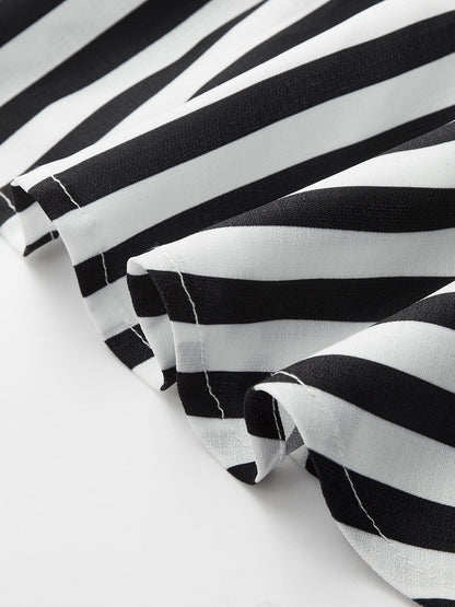 Striped Deep V Peplum Sleeveless Top
