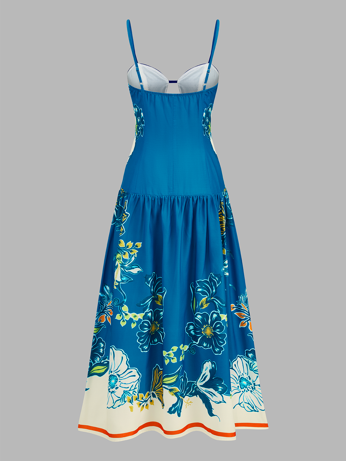 Floral Print Cut Out Bust Cami Midi Dress