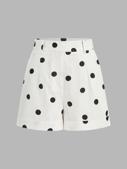 Polka Dot Belted Top & Shorts Set