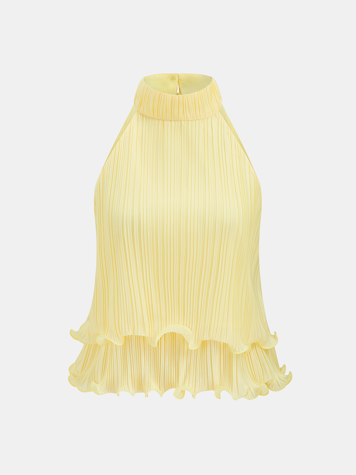 Pleated Layered Ruffle Halter Tank Top