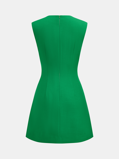Sleeveless Buckle Waist Mini Dress