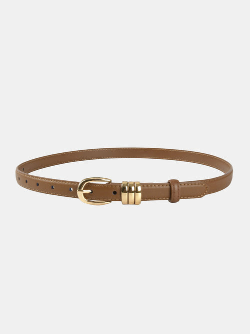 Slim Metal Buckle Leather Belt