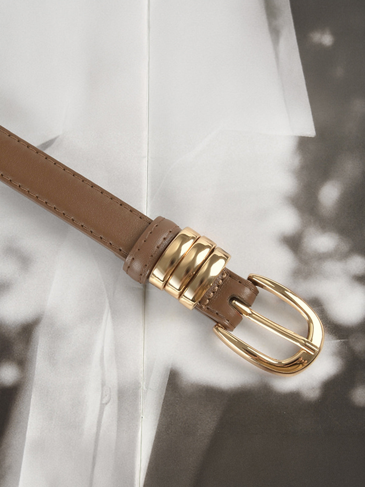 Slim Metal Buckle Leather Belt
