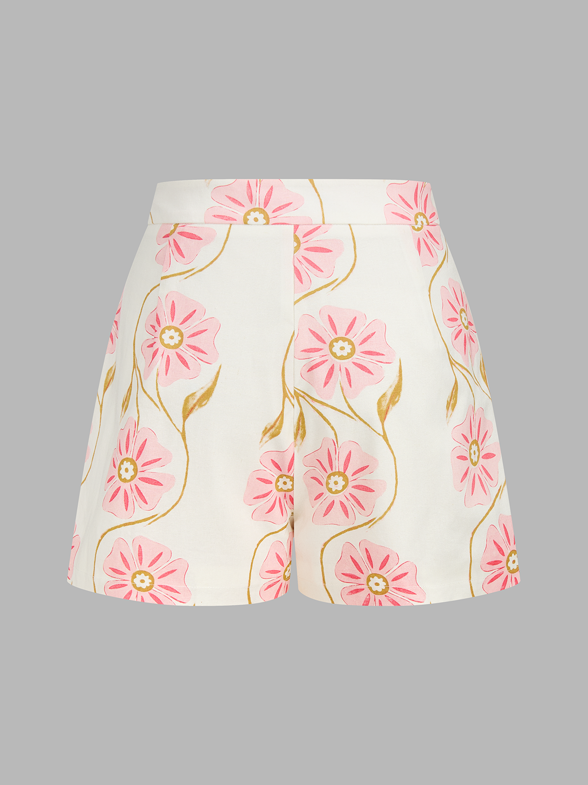 Floral Print Cotton Linen Vest & Shorts Set