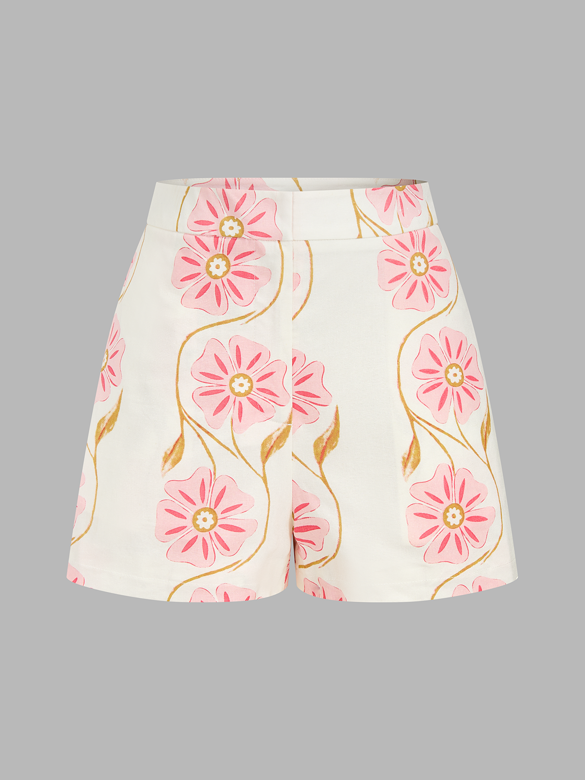 Floral Print Cotton Linen Vest & Shorts Set