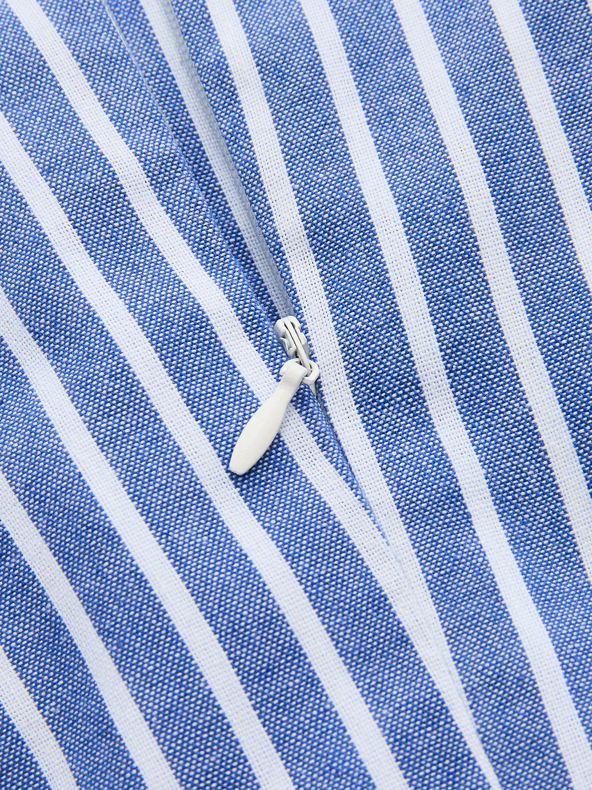Striped Puff Sleeve Cotton Linen Mini Dress