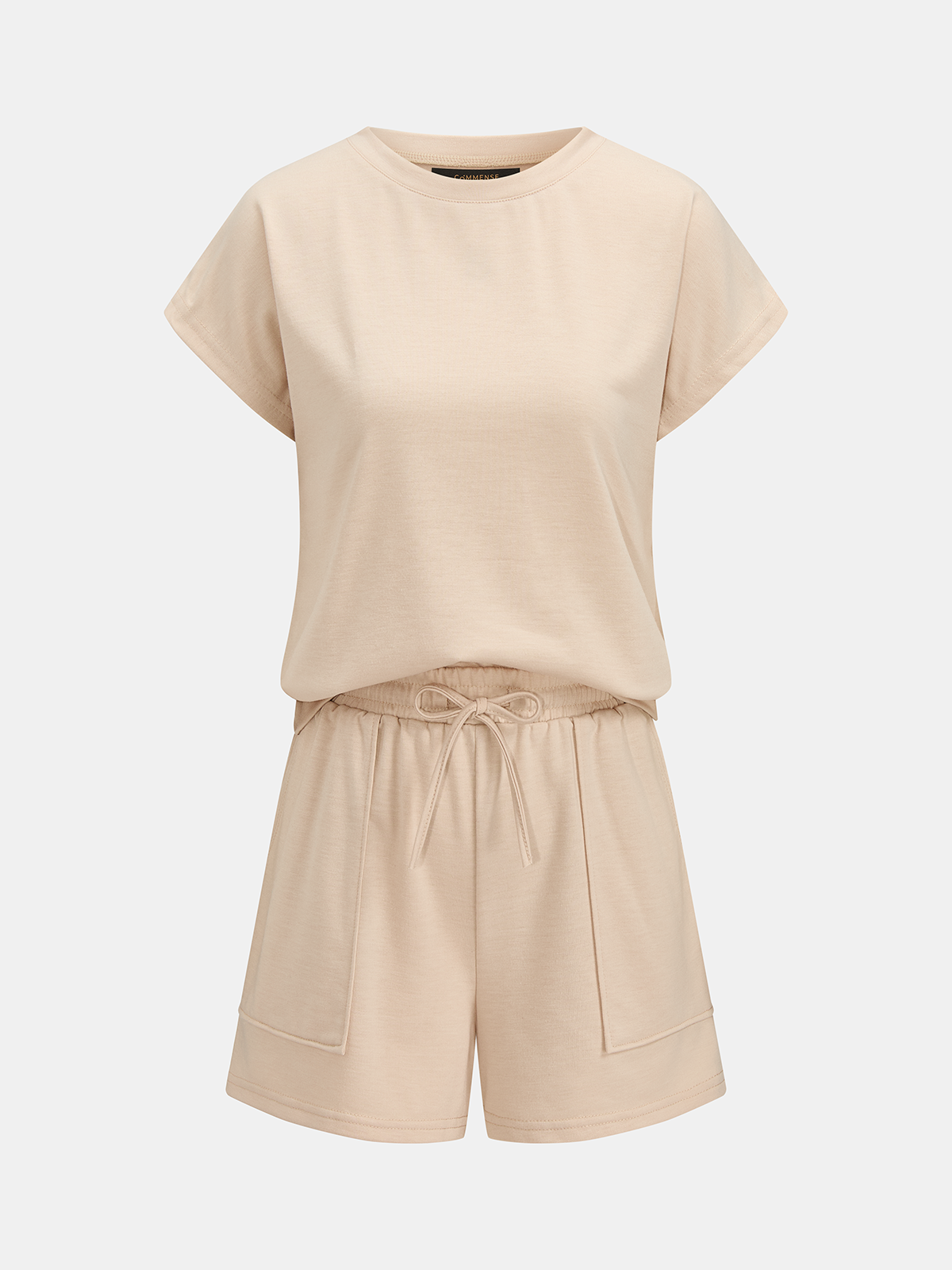 Casual Short Sleeve Top & Drawstring Shorts Set