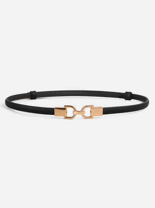 Minimalist Metal Buckle Thin Leather Waist Belt