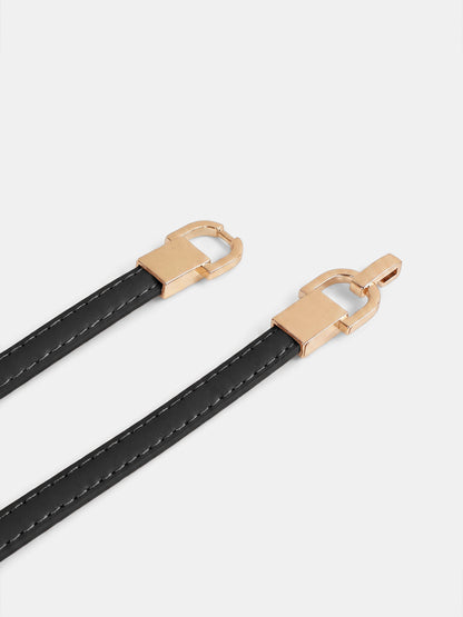 Minimalist Metal Buckle Thin Leather Waist Belt