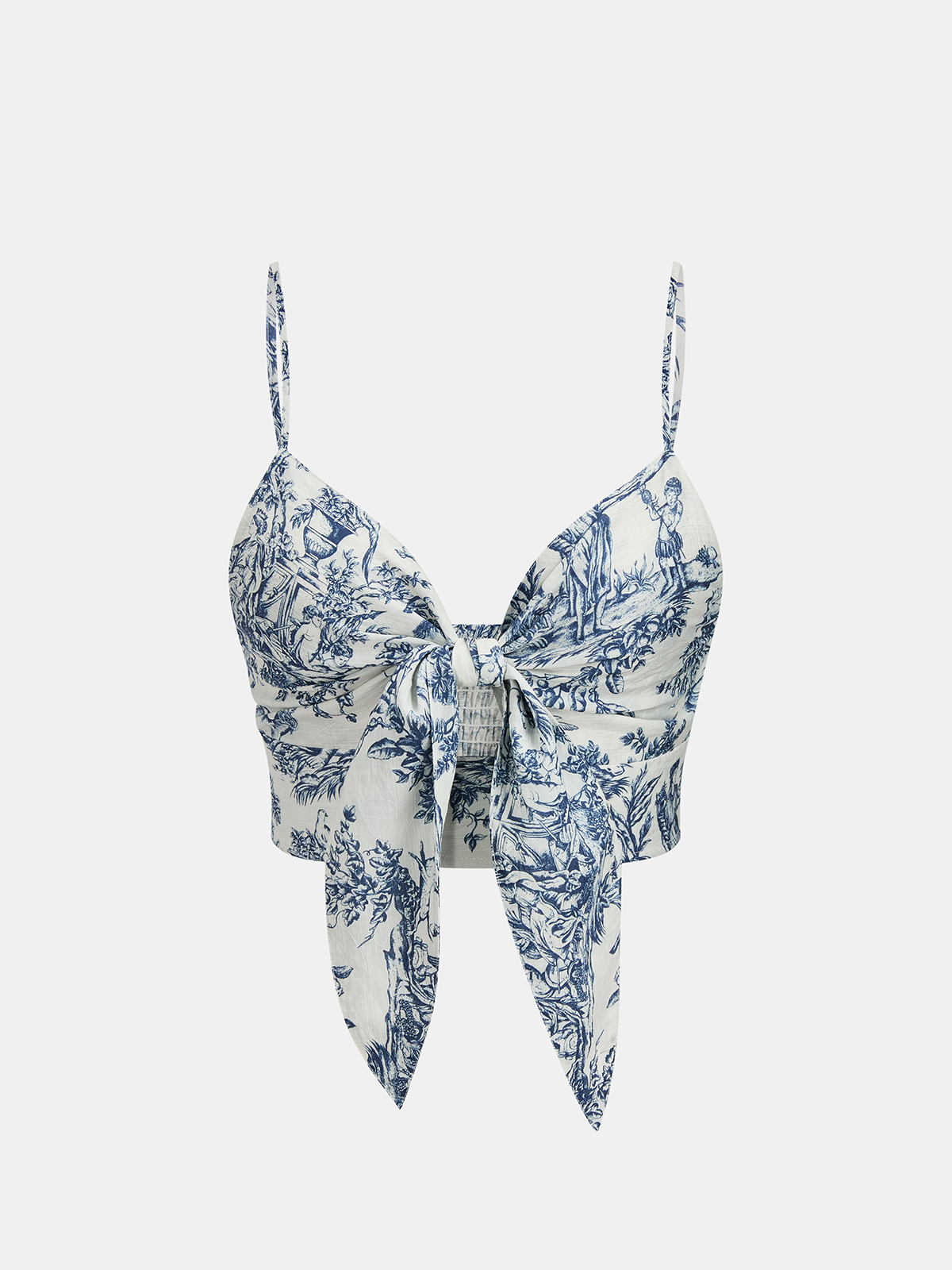 Toile Print Casual Three Piece Shorts Set