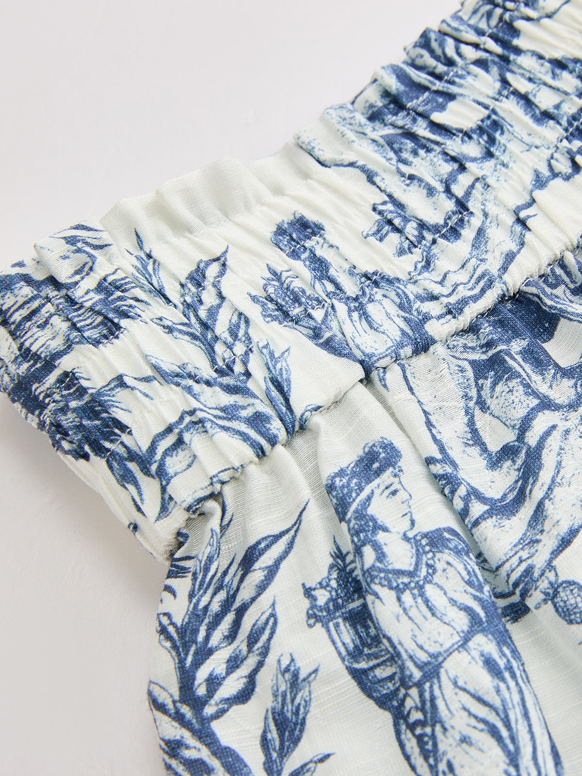 Toile Print Casual Three Piece Shorts Set